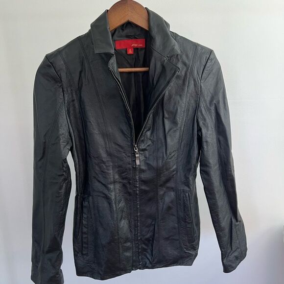 Black Max USA Women’s Genuine Leather Black Fitted Zipper Up Jacket Size Small - Picture 12 of 15